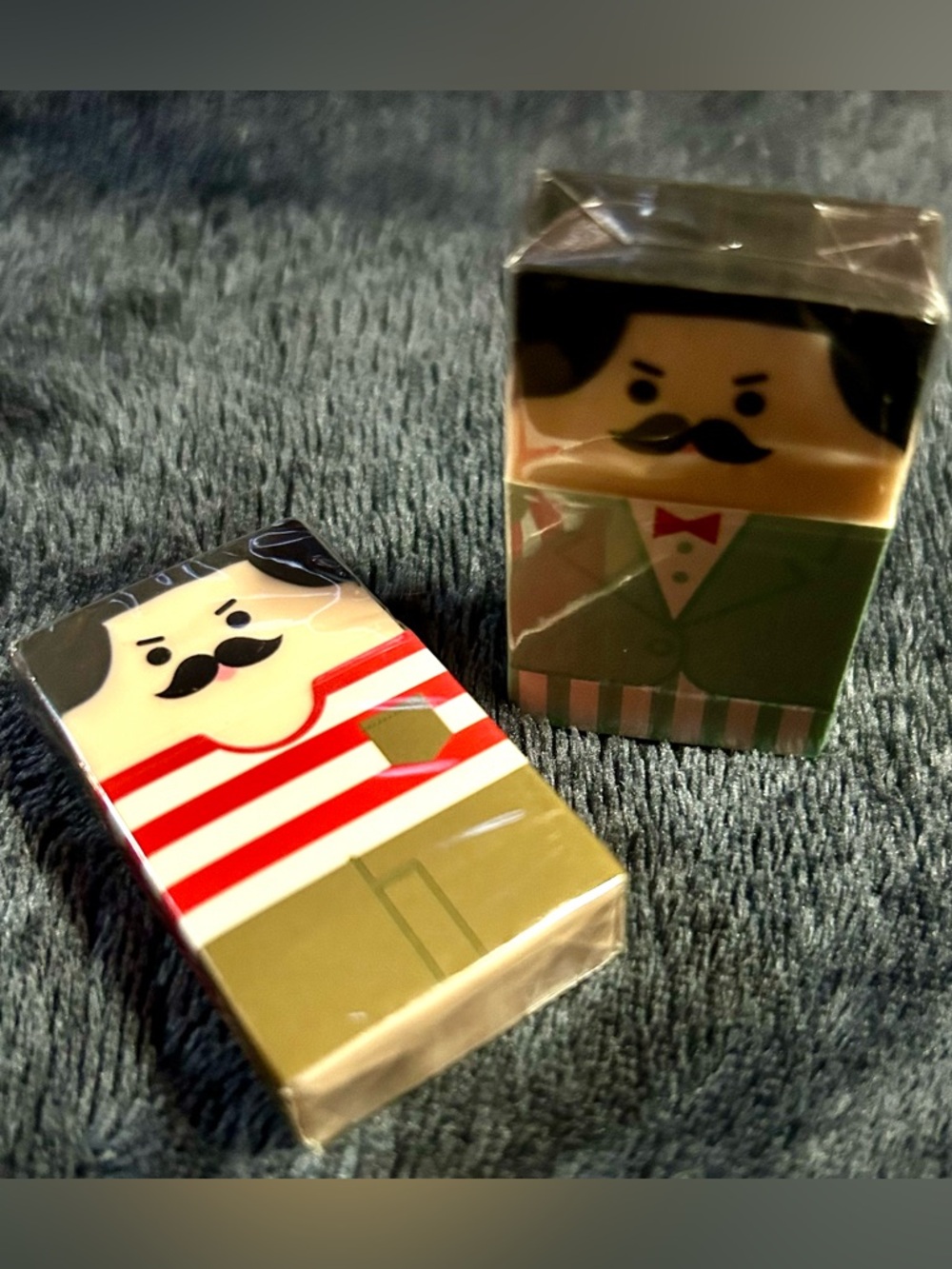 Novelty Haircut Eraser Set Funny Mustache Erasers 2pc Cute Desk Toy